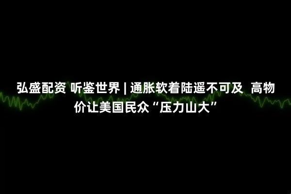 弘盛配资 听鉴世界 | 通胀软着陆遥不可及 高物价让美国民众“压力山大”