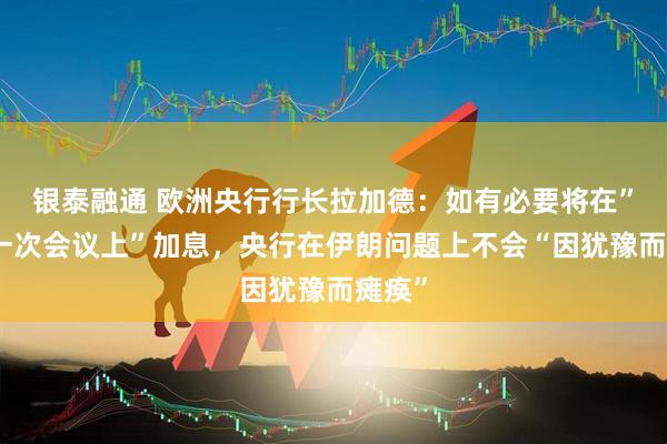 银泰融通 欧洲央行行长拉加德：如有必要将在”任何一次会议上”加息，央行在伊朗问题上不会“因犹豫而瘫痪”