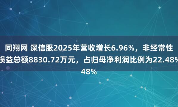 同翔网 深信服2025年营收增长6.96%,非经常性损益总额8830.72万元,占归母净利润比例为22.48%