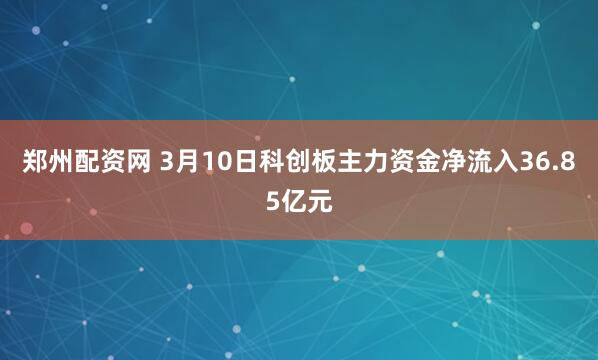 郑州配资网 3月10日科创板主力资金净流入36.85亿元