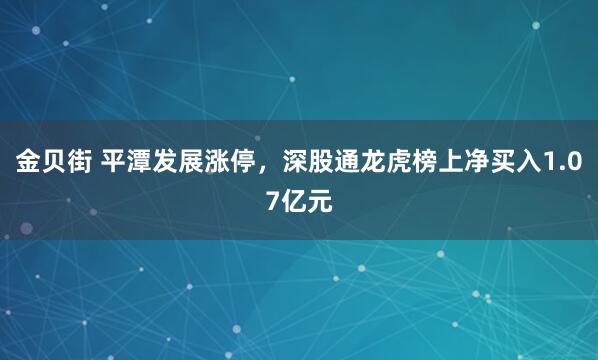 金贝街 平潭发展涨停，深股通龙虎榜上净买入1.07亿元