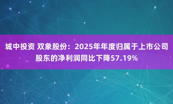城中投资 双象股份：2025年年度归属于上市公司股东的净利润同比下降57.19%