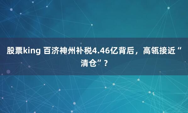股票king 百济神州补税4.46亿背后，高瓴接近“清仓”？